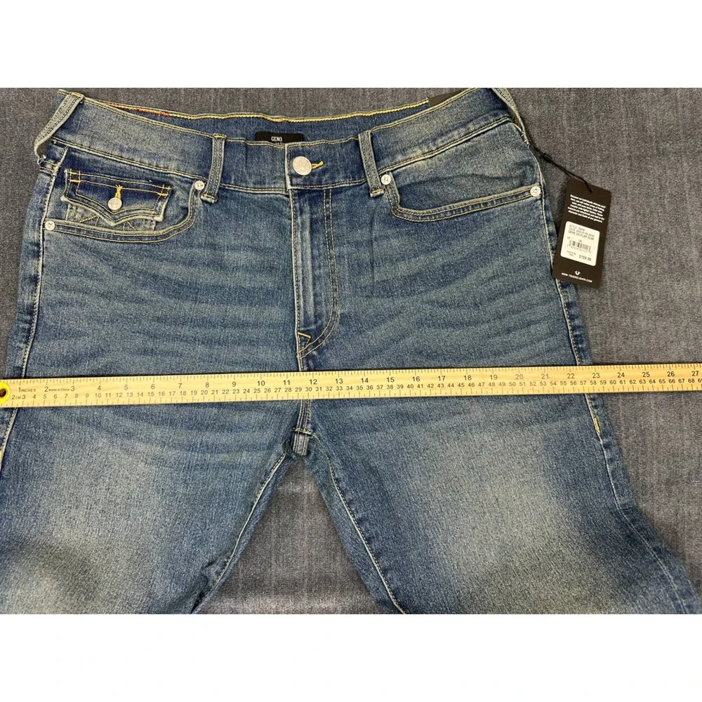True Religion Geno Relaxed Slim Jeans Mens 36x32 Medium Wash Flap Pocket Blue
